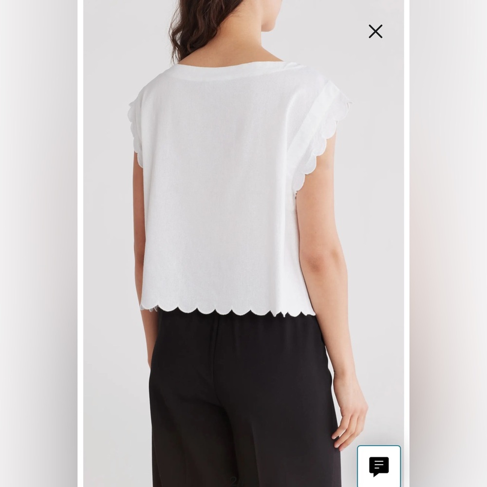 NWT- Ellen Tracy Scalloped Crop Tank, white, size small - Picture 2 of 10